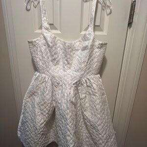 White Textured Girls' Skirted Dress - Kids Bottoms